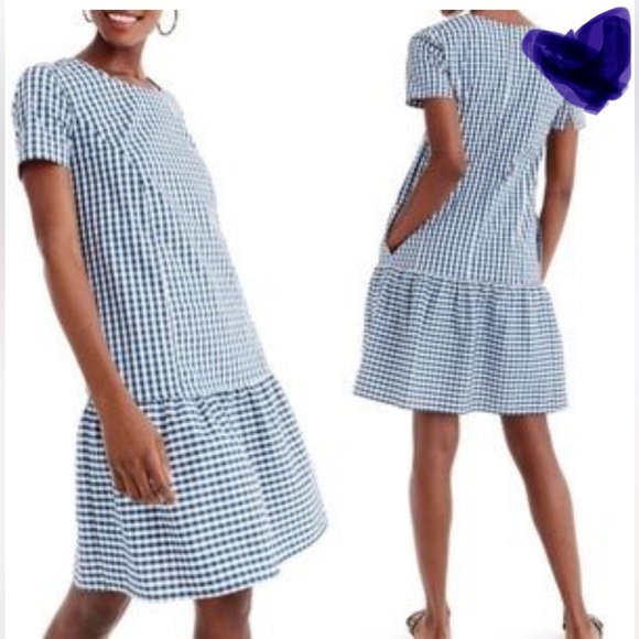 Universal Standard by J.Crew Dresses & Skirts - UNIVERSAL STANDARD by J.CREW Gingham Blue Poplin Short Sleeves Dress Size:M